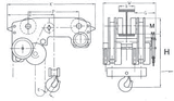 PCT King HPR170 Trole Manual, talha (hoist), capacidade 17 Toneladas, para viga H 320 x 25, resistente a corrosão por água salgada, pintura offshore 240 microns, SS fasteners 14mm, HDG, mecanismo e gancho com cobertura em cobre, certificação ATEX descontinuado novo modelo HPR200, código NCM  84251910, produto importado, ficha técnica data sheet