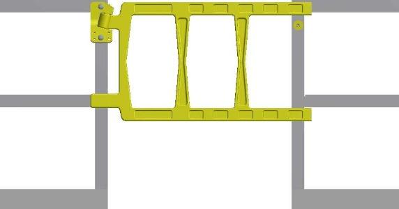 ISP UDG-22 Porta de Segurança, Intrepid Safety Products, material do corpo em poliuretano, cor amarela, disponível em comprimentos diversos, 22 polegadas e largura 560mm, altura 610mm, fechamento automatico por gravidade, produto importado, ficha tecnica, catalogo datasheet