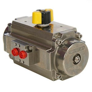 Power Tork PT63AF357Q14 Atuador Pneumatico (PT63/5-6/F03/05/07/Q14), pressão máxima 10 bar, 1/4", torque 12.1 N/m, code C (clockwise) ou A (anti-clockwise), corpo em aço inox AISI 316 ou alumínio PTFE, dupla ação ou retorno por mola (especificar número de molas), produto importado, ficha tecnica catalogo datasheet