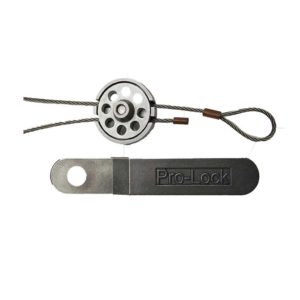Pro-Lock PR-04XSWC Lacre em Aço Inoxidável (lock out device), AISI 316, parafuso e porca M8x30 mm 304/S15 303SS, cabo 1.5m, resitencia até 388 Kgs, produto importado