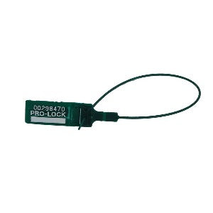 Pro-Lock SS-01G Lacre de Segurança, em polipropileno na cor verde, tipo heavy duty, numerados sequencialmente, comprimento da cauda 440mm e 3.8mm diametro, vendido em multiplos de 1000 unidades (caixa), código NCM 8301409000, produto importado