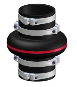 Rubber KV108.0K1000 Acoplamento Flexível de Borracha (rubber bellows), diametro interno A Ø 108 mm, externo B Ø125 mm, C Ø 202 mm, comprimento 250 mm, para uso com abraçadeiras metálicas KSK115D000 (vendidas separadamente), produto importado, ficha técnica catalogo datasheet