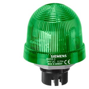 Siemens 8WD53001AC Lampada Coluna de Sinalização (Beacon) integrada, LED verde, 12-230V AC/DC, continua, fixa, montagem tipo embutida, soquete tipo PA 15d, medidas 31x66x75 mm, classe de proteção IP65, código NCM 85411000, produto importado, ficha tecnica catalogo datasheet