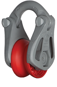 Skookum 209800 Patesca modelo 508 (wide throat & utili-sheave blocks), 8" TRB (polegadas), capacidade de carga 7 a 25 toneladas, multi-uso, rolamentos blindados, ASTM B30.26, produto importado, ficha tecnica catalogo datasheet