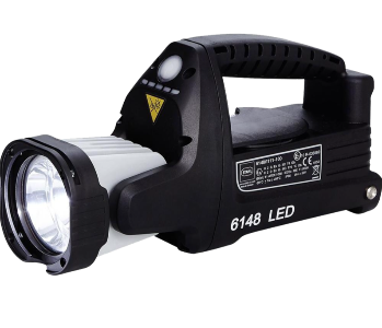 Stahl 6148/1111-111 Lanterna de Mão, corpo em polyamide resistente a impacto, bateria recarregável 6.0V, 4.5Ah, duas lâmpadas LED 3,2W, dimmable, angulo 190°, IP66, Ex ib, NBR IEC 60079-0, Brazil (ULB), Grupo IIC, T4, peso 1.83 kg, 209686, produto importado, NCM 851310, substitui 6144/11, ficha tecnica data sheet