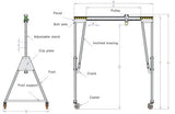 Toho Modelo S, Guindaste de Pórtico Móvel em Aluminio, leve e de montagem rápida, capacidade de carga de até 2000 Kg e altura de elevação/içamento de 2355 mm, gantry, código NCM 842620, produto importado