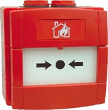 Tyco CP830M Acionador Alarme de Incendio, Vermelho, atuador por botão, corpo em policarbonato acrilonitrilo butadieno estireno, com inscrição simbolo de incendio, IP67, EN 50130-4, produto importado, NCM 853110, Catalogo Ficha Tecnica Datasheet