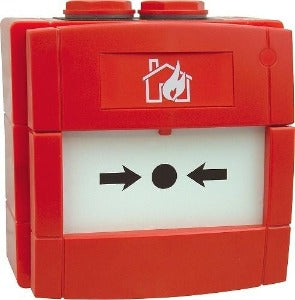 Tyco CP830M Acionador Alarme de Incendio, Vermelho, atuador por botão, corpo em policarbonato acrilonitrilo butadieno estireno, com inscrição simbolo de incendio, IP67, EN 50130-4, produto importado, NCM 853110, Catalogo Ficha Tecnica Datasheet