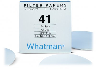 Whatman 1441-125 12,5cm papel filtro quantitativo, filtração rápida, superfície rugosa 20-25µm, Ø 12,5cm, gramatura 84g/m², caixa c/ 100 unidades, importado