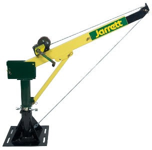 Jarrett F19001R Guincho 500 Kg, com lança extensível, pintura especial nas cores amarelo e branco, Backsaver Crane Mark II, freio guincho F18265, 10:1 com cabo de fibra, produto importado, código NCM 890510, ficha técnica catálogo