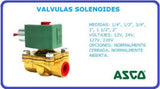 Asco WPISB0307A305U 24VCC Válvula Solenóide, conexão rosca 1/4" NPT-M, 3/2 vias, operação universal, orifício interno 9mm, material AI AISI 316, tensão de alimentação 24 Vcc, potência 0,4 W, pressão de operação 10 kgf/cm2, grau de proteção IP 67 - NBR IEC 60529, Classe de temperatura T6, produto importado