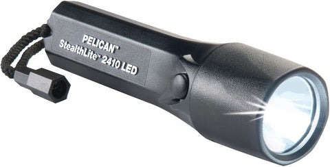 Pelican 2410Z0 Stealthlite  Lanterna LED potente chave de segurança, de uma mão, talabarte de pulso ajustável, comprimento 178 mm, peso com baterias 210 grs, baterias alcalinas 4 x AA, produto importado